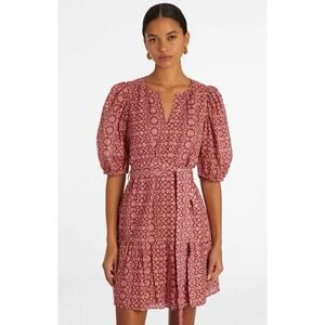 Marie Oliver Shyloh Mini Dress in Hibiscus Shibori Womens Size 1X Waist Belt